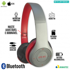 Headphone Bluetooth ST-P47 Starmega - Cinza Vermelho